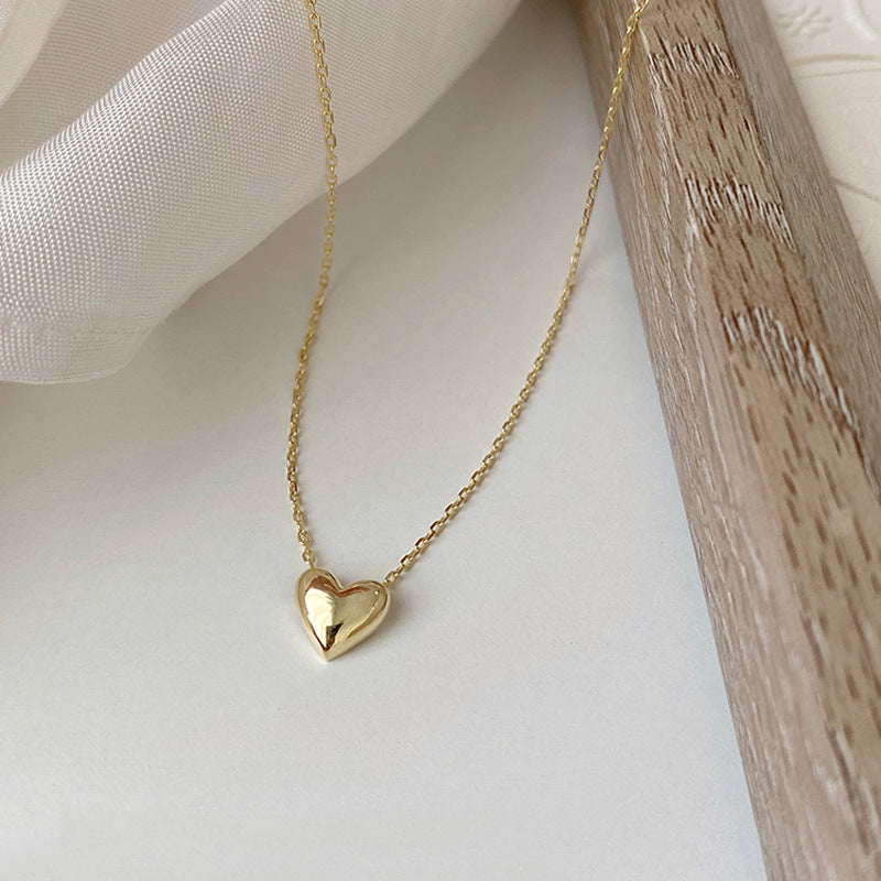 925 Sterling Silver Plated 14K Gold Heart-shaped Pendant Necklace