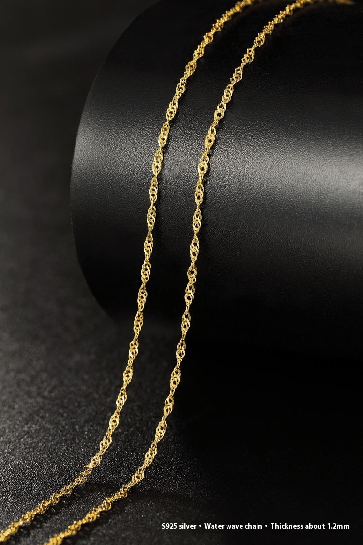 Pure Color Silver Necklace Clavicle Chain
