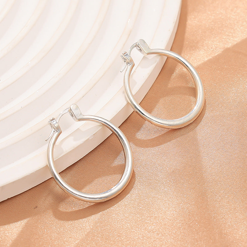 Simple Glossy Big Circle Hoop Earrings