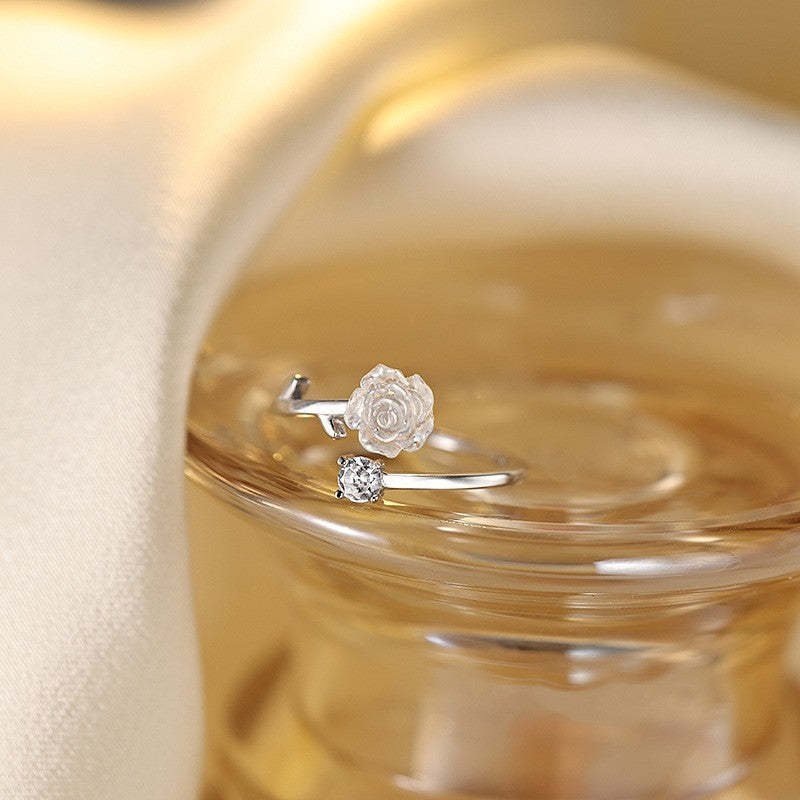 Silver Camellia Ring For Women Special-interest Design