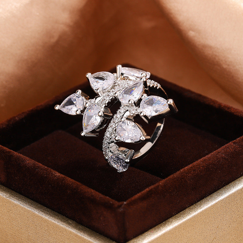 Affordable Luxury Style Hipster Ring Temperament Leaves