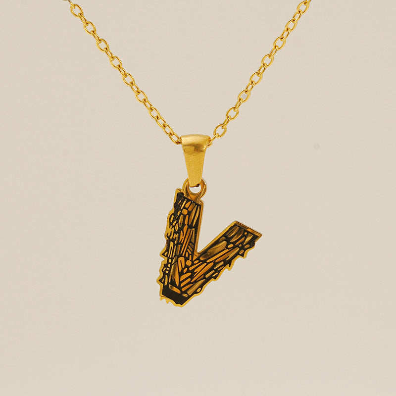 Letter Necklace Titanium Steel No Fading