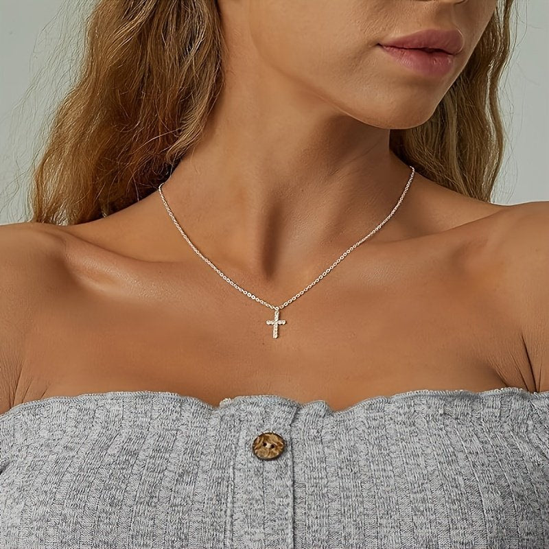Moissanite Men's And Women's Cross Pendant Necklace 925 Sterling Silver Adjustable