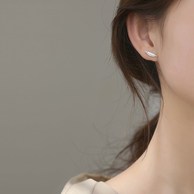 Sterling Silver Feather stud Earrings