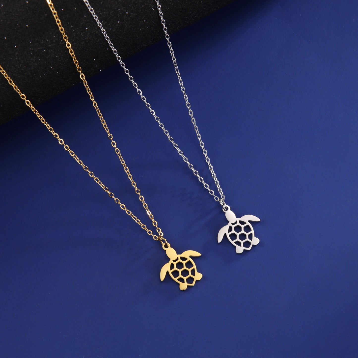Stainless Steel Hollow Single Hole Turtle Pendant Necklace