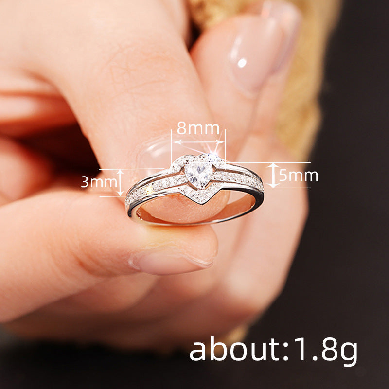 Double Peach Heart Design Ring