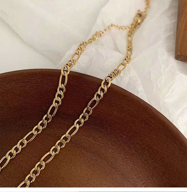 Plain Chain Folding Minimalist Stainless Steel Exquisite Single Layer Mixed Flat Necklace