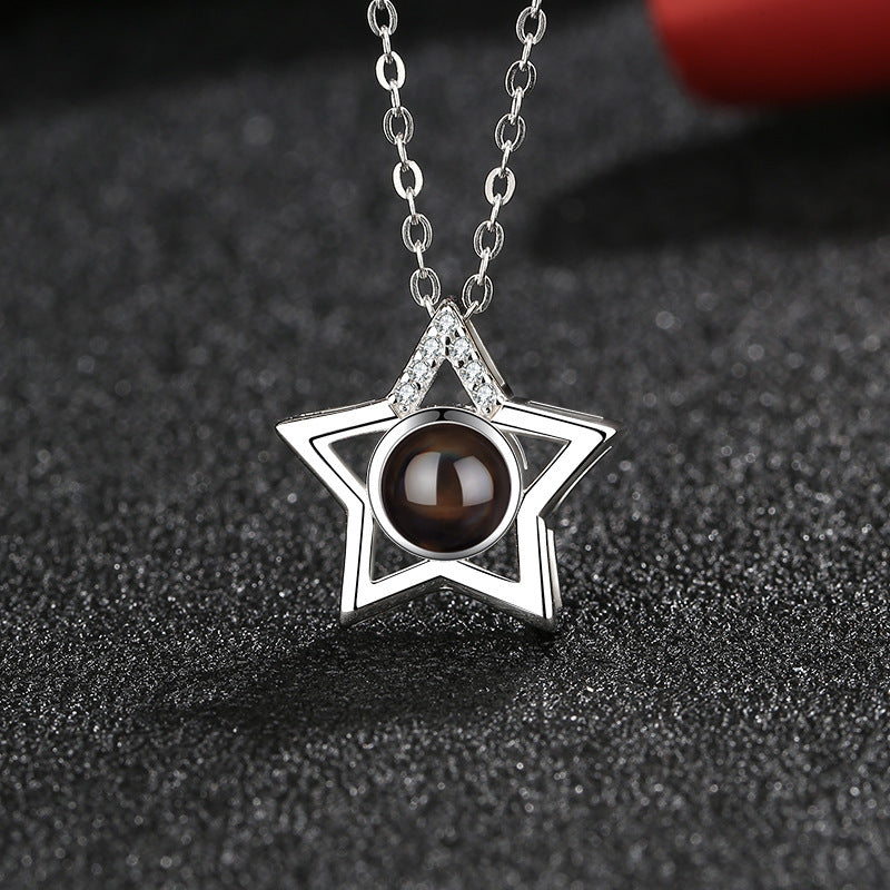 S925 Silver Five-pointed Star Diamond Simple Clavicle Necklace