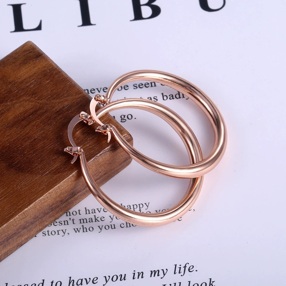 Simple Glossy Big Circle Hoop Earrings
