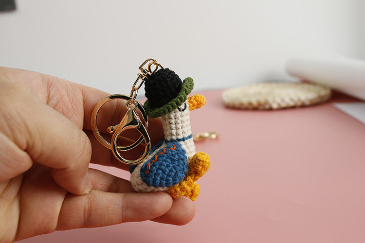Hand-woven Forward Duck Little Doll Keychain