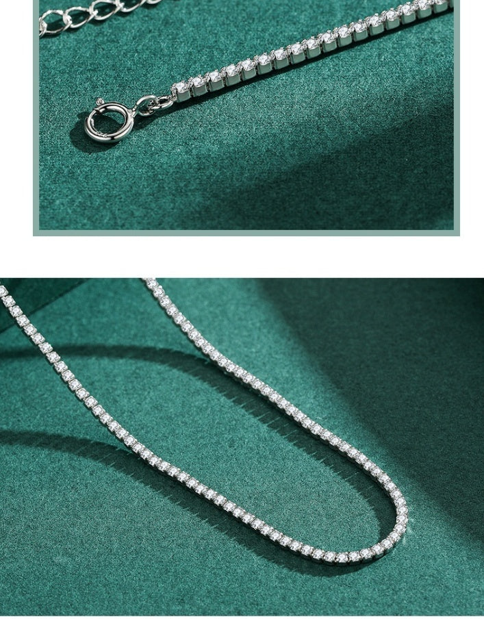 S925 Sterling Silver Diamond Inlaid Super Light Luxury Necklace