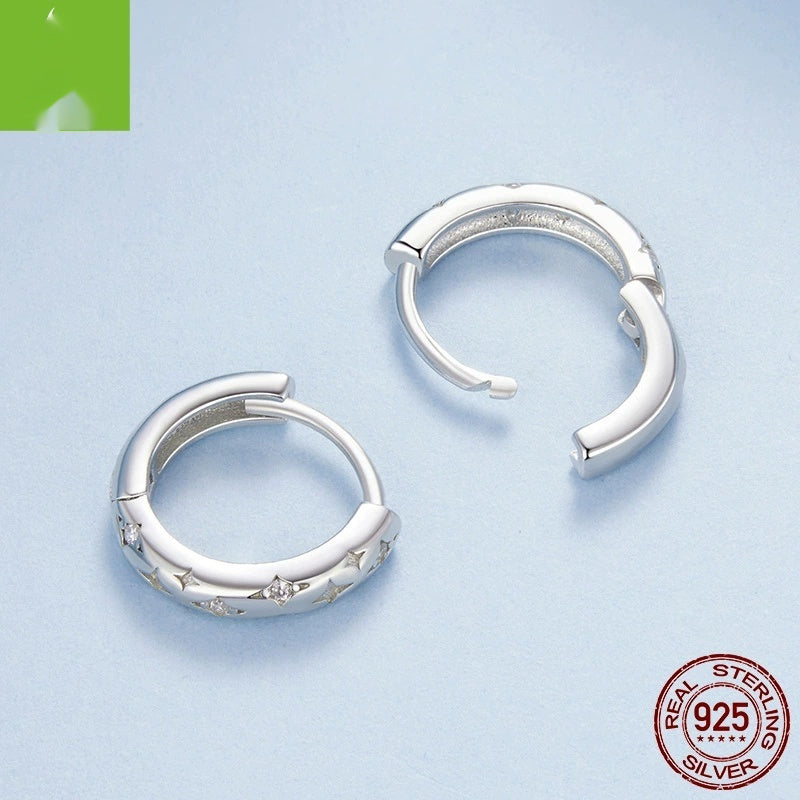 Simple Temperament Star And Moon Earrings