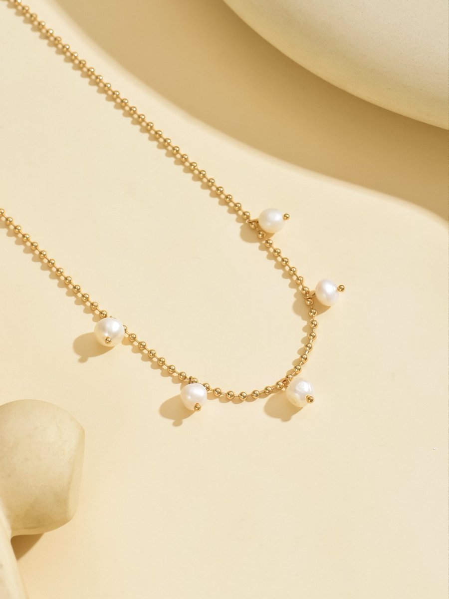 Elegant Gold-Tone Pearl Drop Anklet