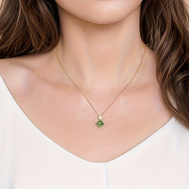 Sterling Silver 925 Birthstone Necklace 14K Gold Plated Lucky Clover Pendant Necklace