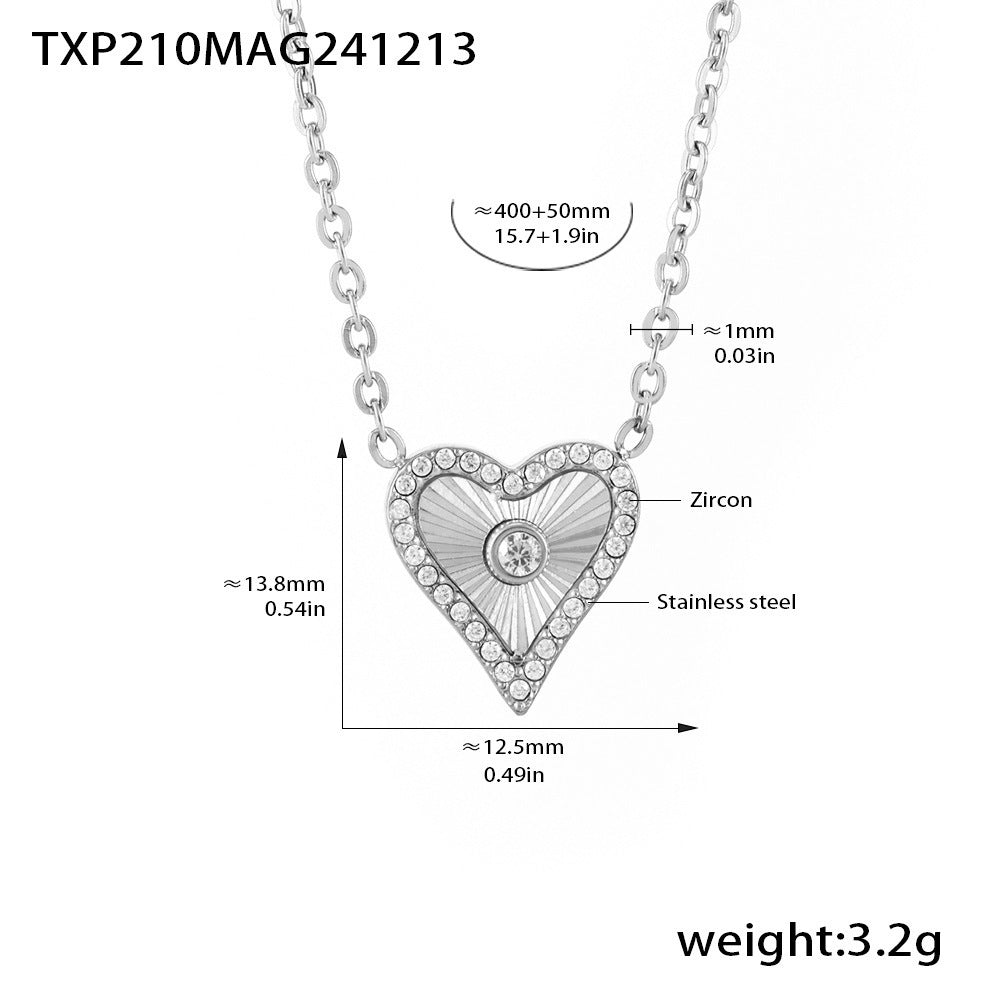 Double-layer Flower-picking Heart-shaped Diamond Top Chain Necklace
