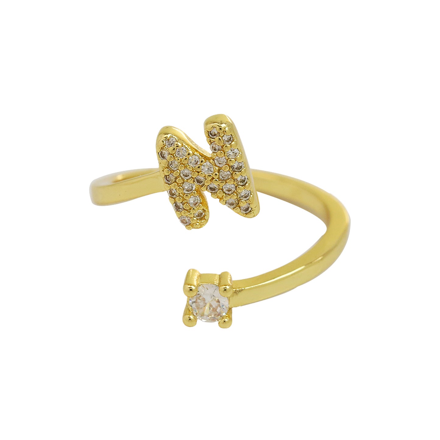 Cute 26 English Letters Open Adjustable Personality Ring