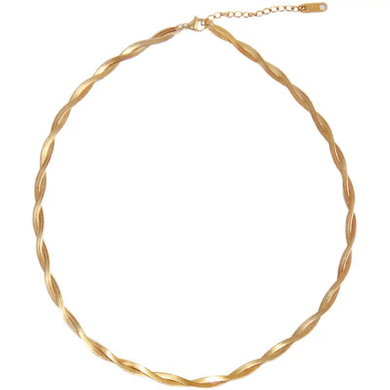 Elegant Gold-Tone Twisted Chain Choker Necklace