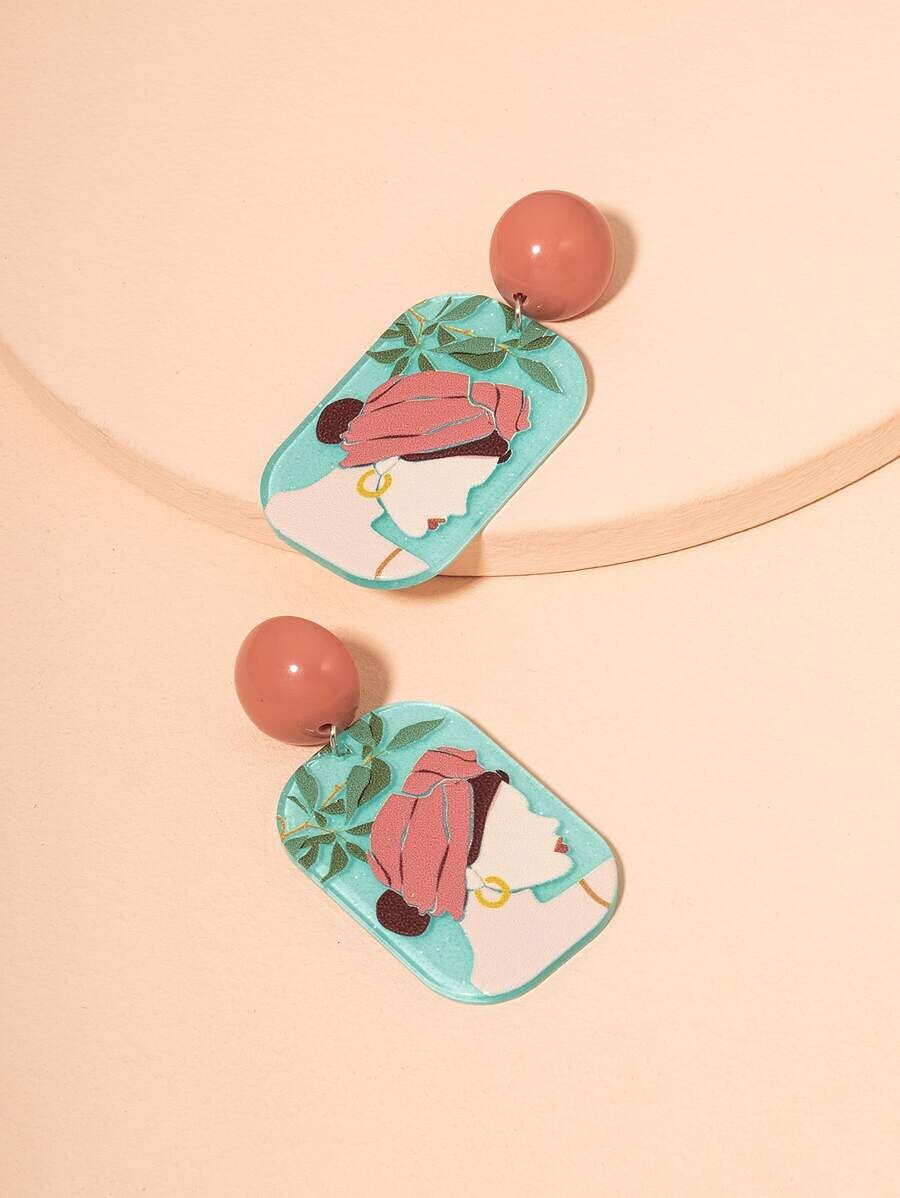 Figure Graphic Resin Earrings