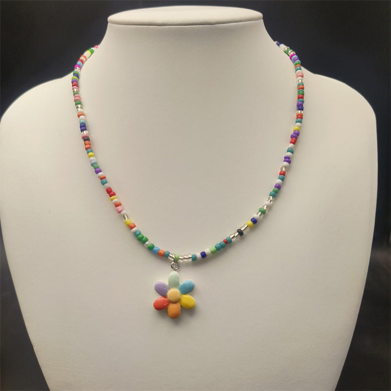 Cute Children's Rainbow Love Clavicle Chain Dopamine Necklace