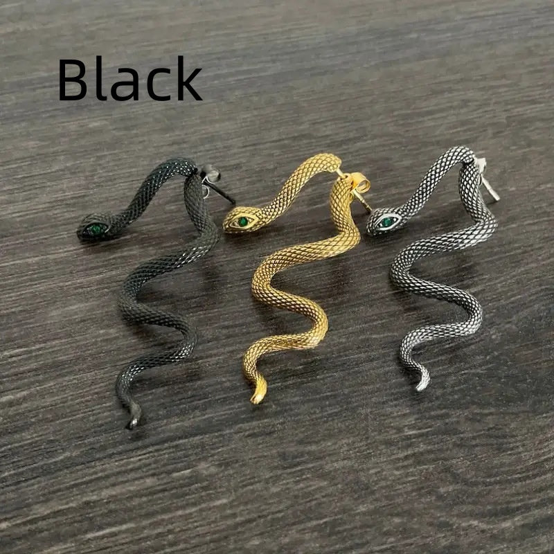 Multi-color Diamond Exaggerated Snake Earrings