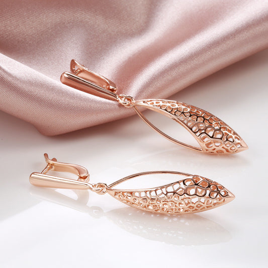 Electroplated Real Gold Hollow Retro Earrings