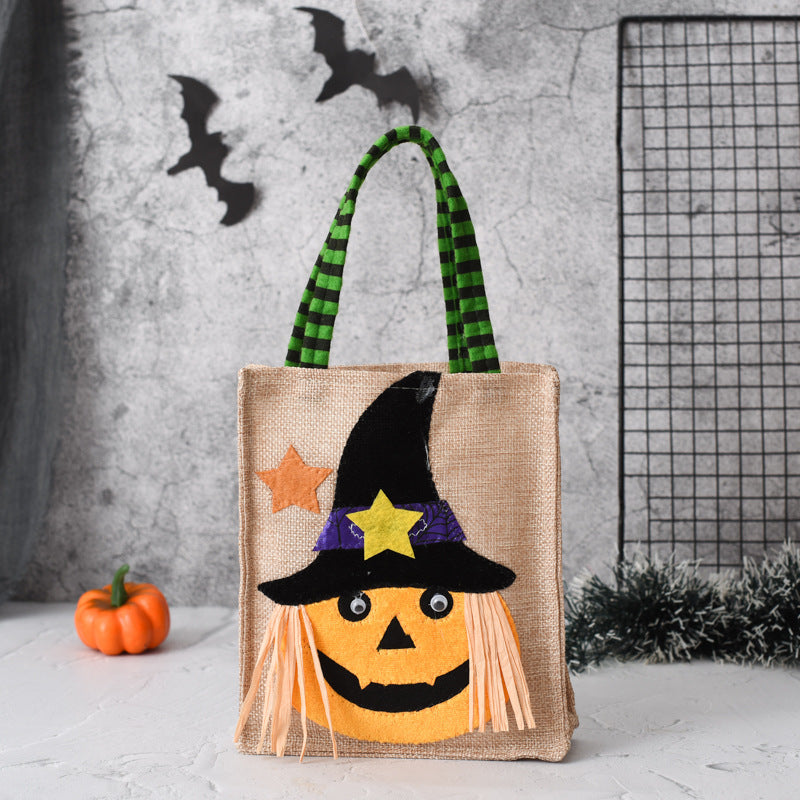 Halloween Candy Tote Bag For Kids Funny Creative Witch Skull Pumpkin Gift Handbag