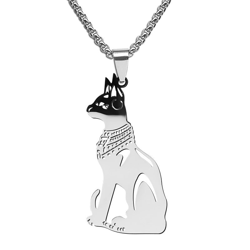 Stainless Steel Cat Ornament Necklace