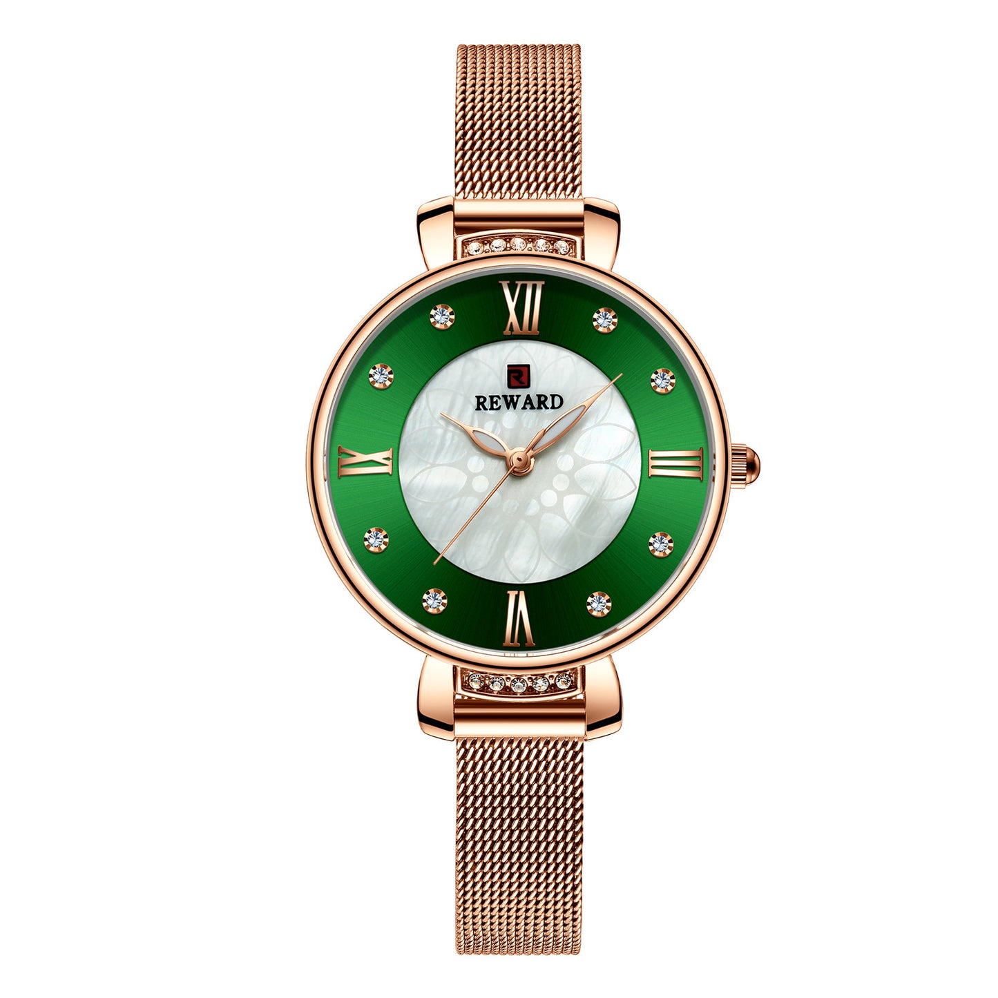 Delicate Shell Diamond Milanese Mesh Strap Women's Watch