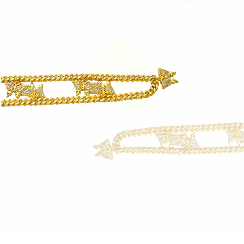 24K Gold Over Butterfly Design Jewelry, Micro-Inlaid Mossanite Women's Tennis Necklace