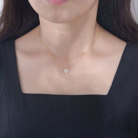 Silver Heart-shaped Zircon Necklace