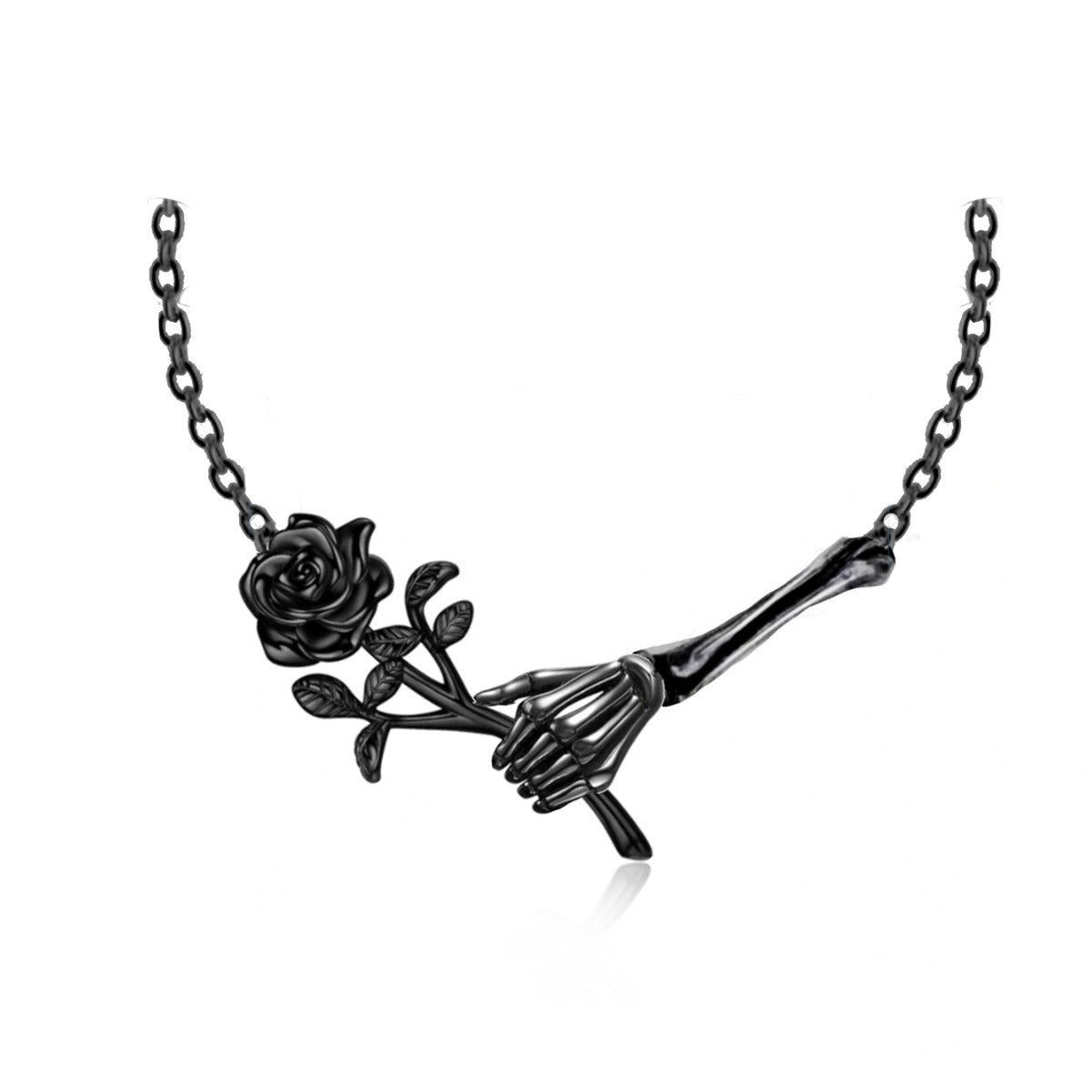 Retro S925 Hand Rose Pendant Necklace