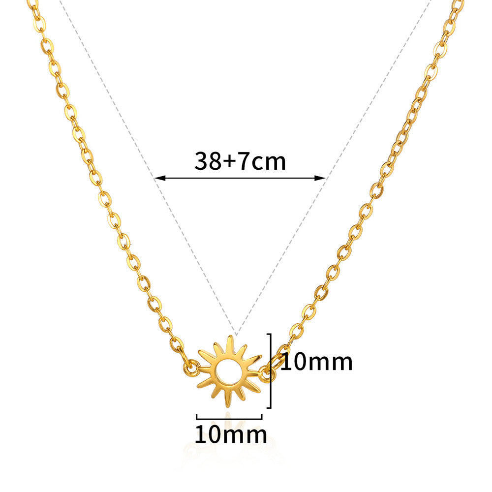 Sun Hollow 18K Gold Stainless Steel Pendant Necklace, Bracelet, Anklet