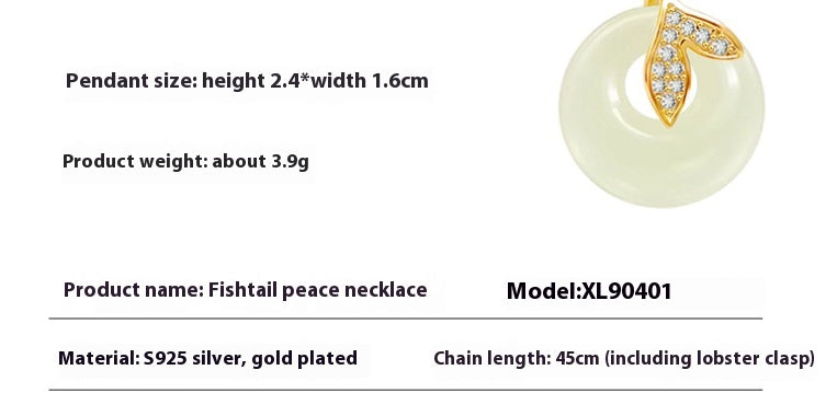 Hetian Jade Peace Buckle S925 Sterling Silver Necklace