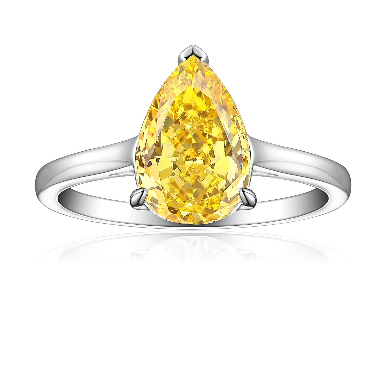 High-end S925 Sterling Silver 4ct Drop-shaped Ice Flower Cut Ring 812 Colored Gems High Carbon Diamond Women's Ring