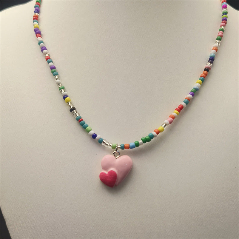 Cute Children's Rainbow Love Clavicle Chain Dopamine Necklace