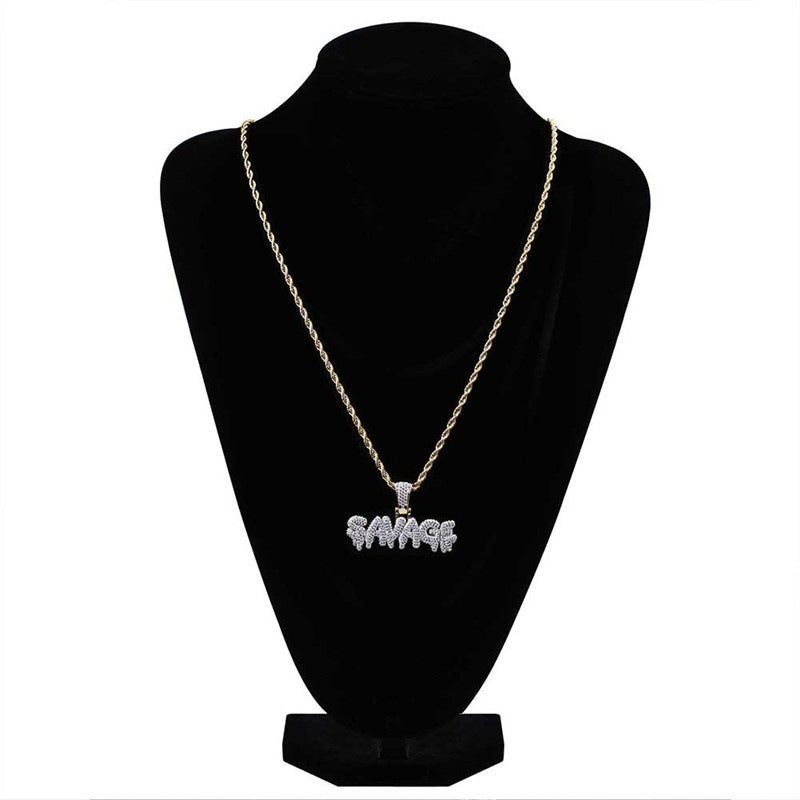 Creative Bubble Letter SAVAGE Pendant Necklace