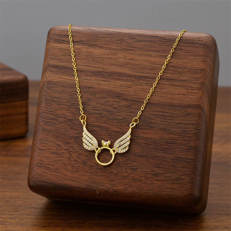 Simple Titanium Steel Angel Pendant Necklace