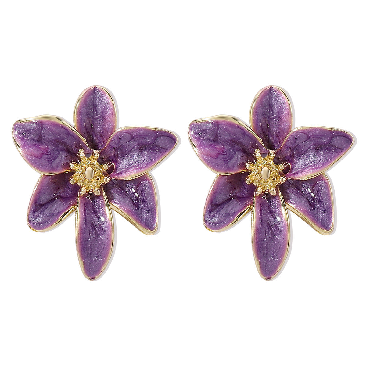 Vintage Color Enamel Flower Stud Earrings