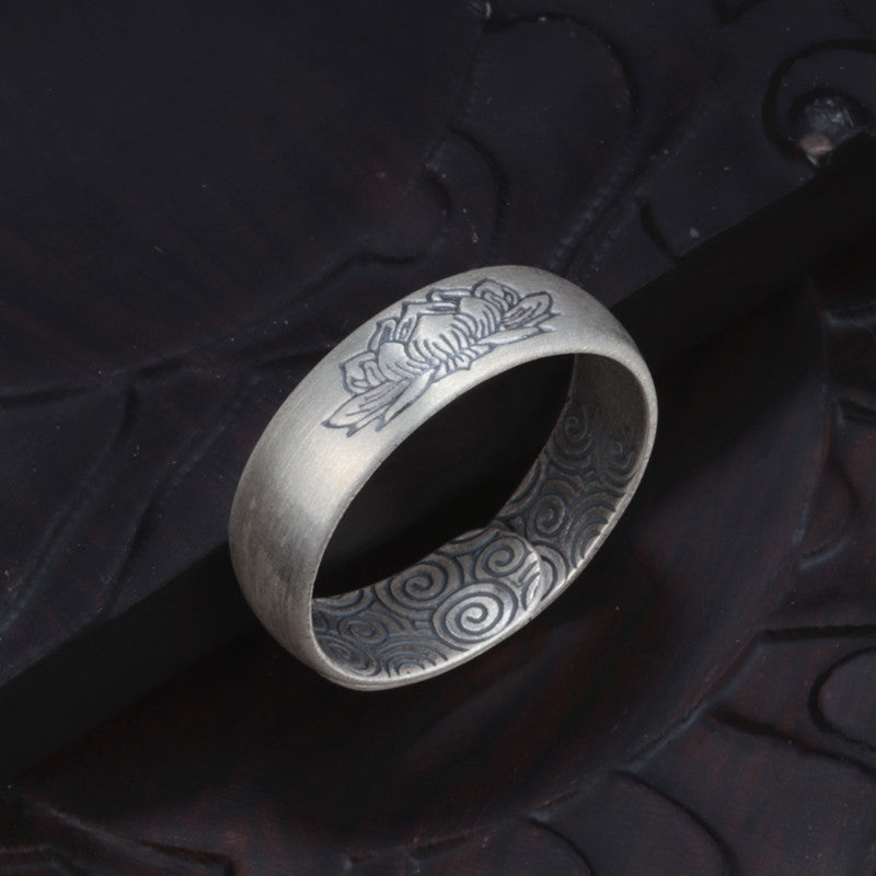 Female 999 Pure Silver Lotus Ring