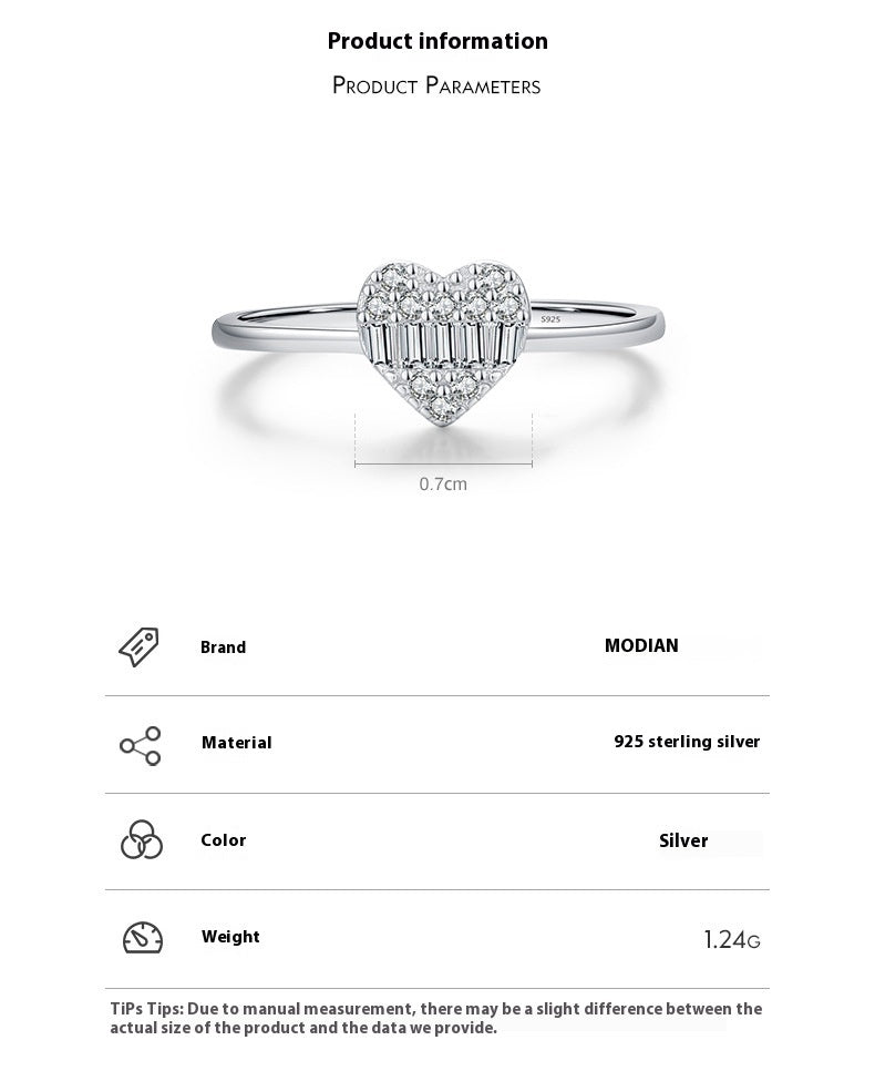 S925 Sterling Silver Light Extravagant Love Heart Ring