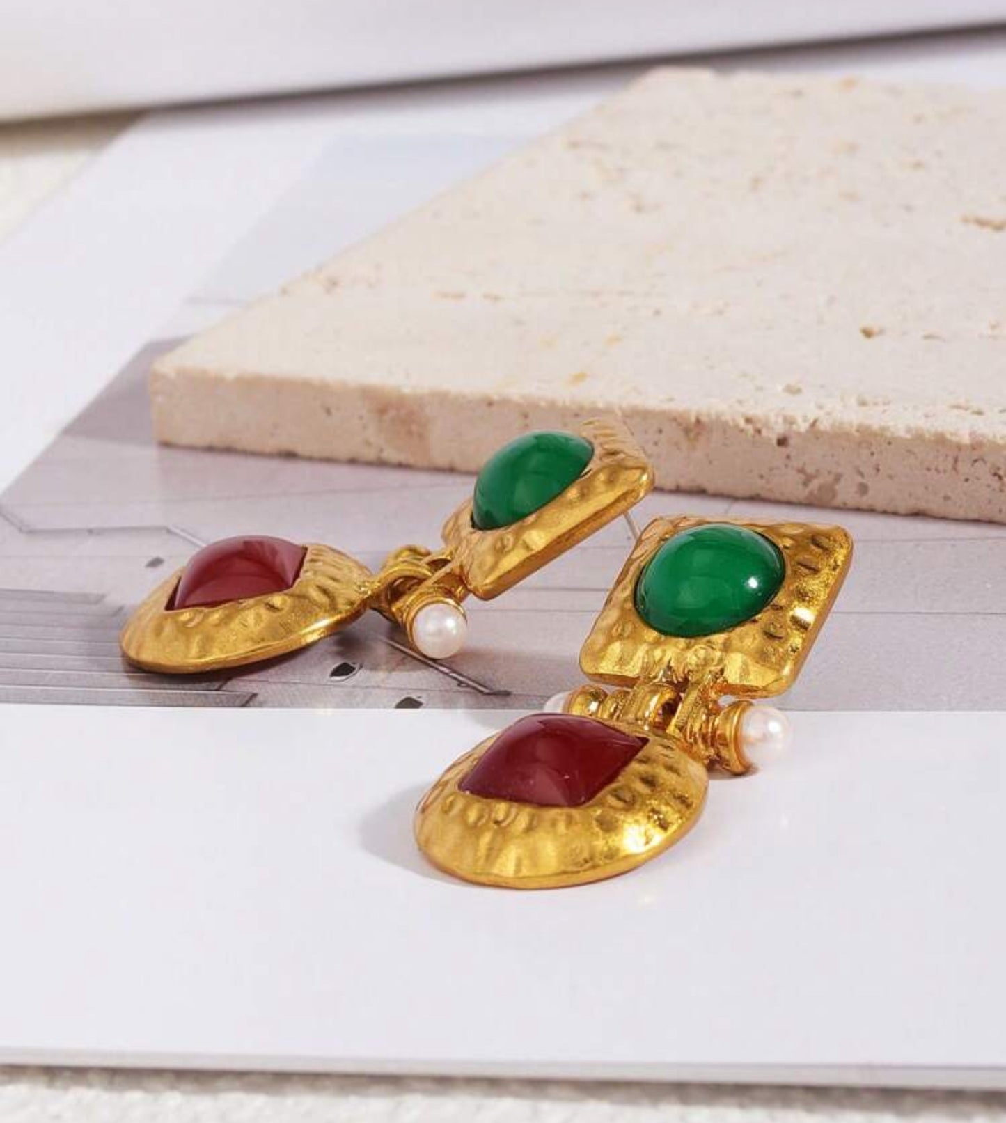 Retro Colored Texture Metallic Earrings