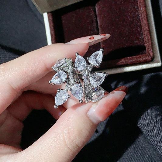 Affordable Luxury Style Hipster Ring Temperament Leaves