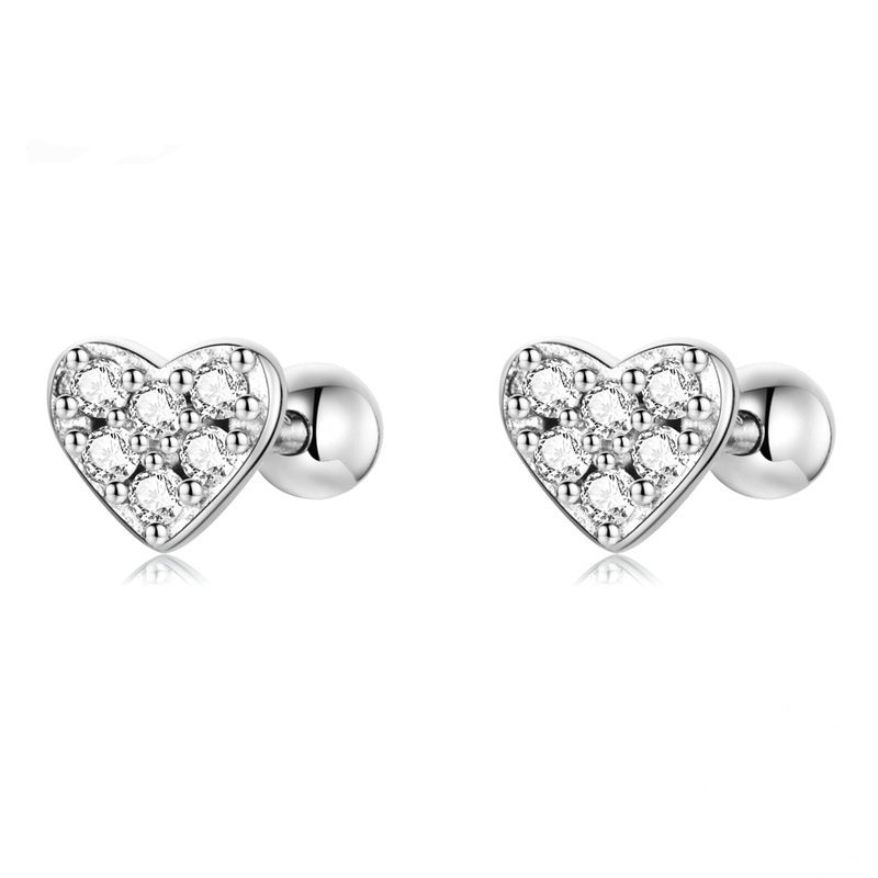 Simple Love S925 Sterling Silver Stud Earrings
