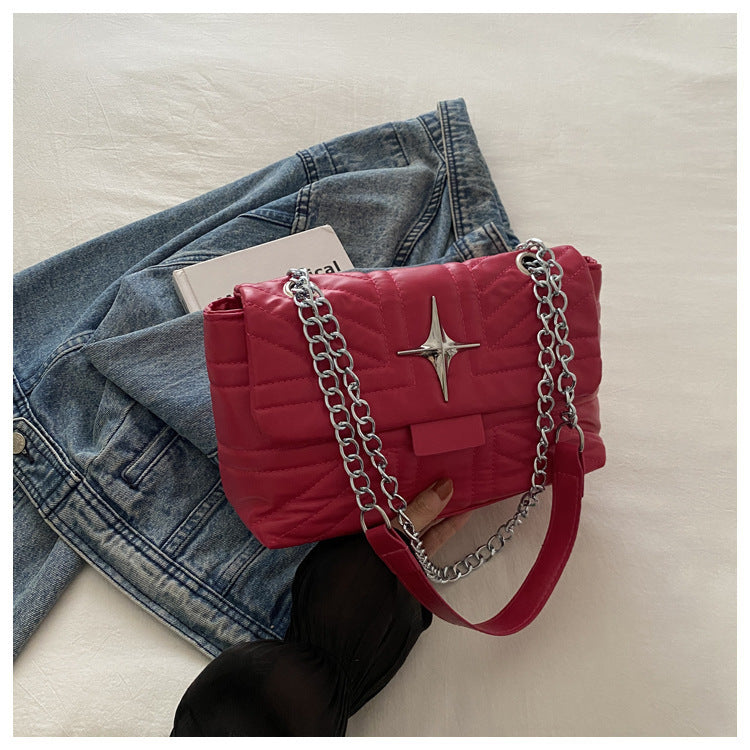 Casual Embroidery Thread Color Diamond Texture Crossbody Shoulder Underarm Bag