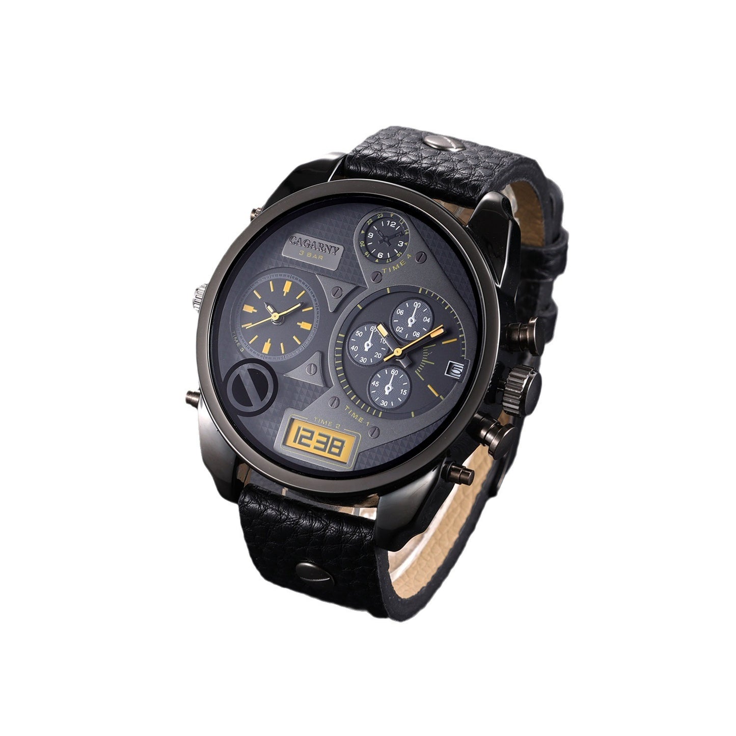 Double Inserts Casual Fashion Men's Quartz Watch