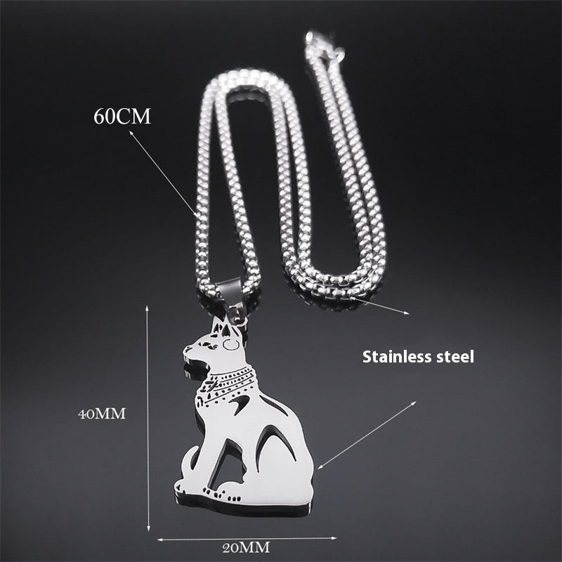 Stainless Steel Cat Ornament Necklace