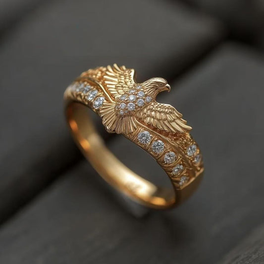 Golden Eagle-wing Ring, Minimalist And Versatile