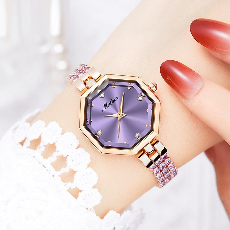 Octagonal Rose Stone Women's Watch