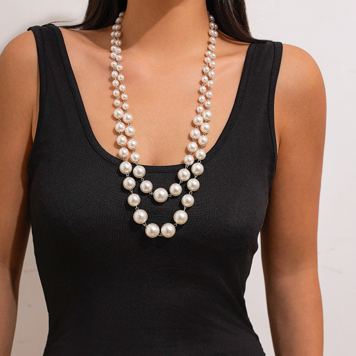 Pearl Twin Clavicle Chain Tassel Necklace