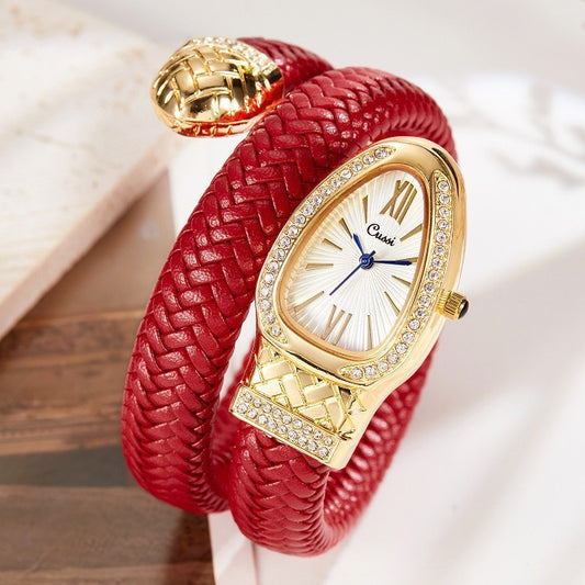 Snake Fashion Diamond Leather Strap Women's Watch